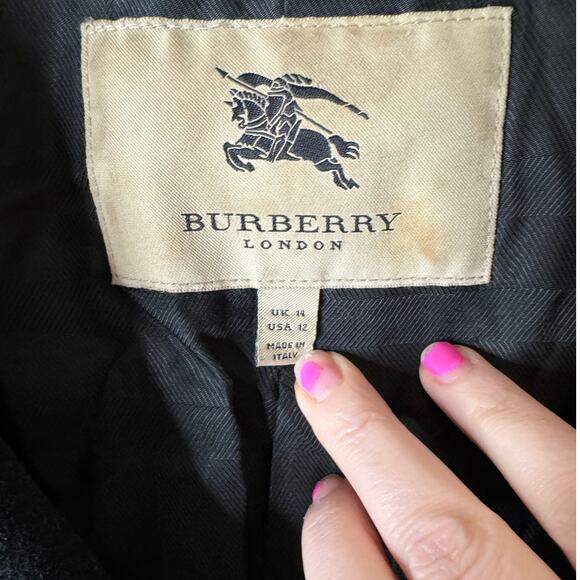 Burberry London Women UK 14 US 12 Black Wool Cashmere Stand Collar Long Coat - Picture 4 of 16